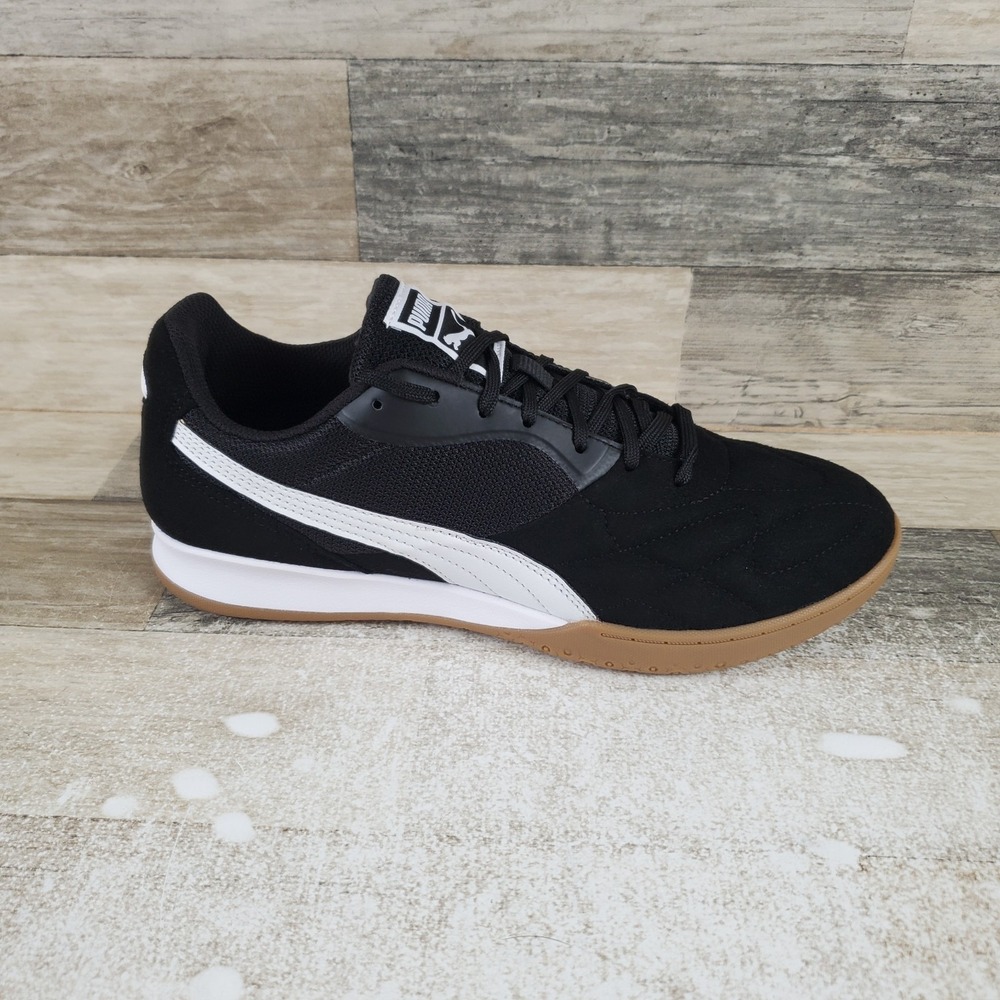 Puma King Top IT Mens Shoes Sz 9 Running Black White Gold Suede Lace Up Sneakers